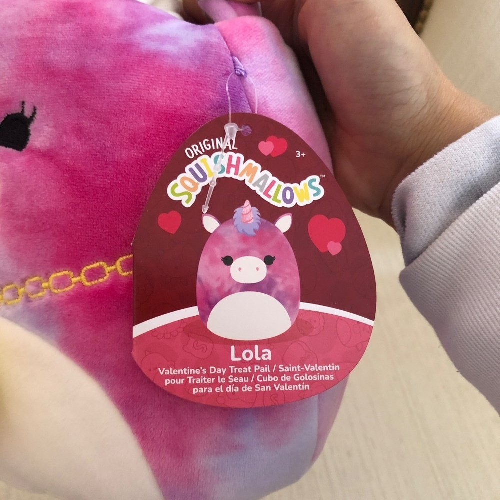 NWT Squishmallow LOLA Valentine Basket BFF "ST END"Detachable Necklace - Picture 2 of 4